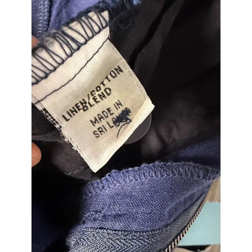 Tropic of Linen Mens Navy Blue Linen Cotton Trouser Pants Size S NWT Resortwear